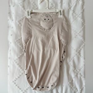Nested Bean Beige Weighted Sleep Sack Swaddle with Chick Embroidery
